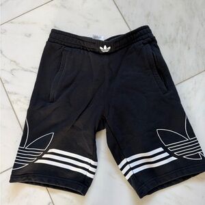 Adidas Men's Black and White Striped Shorts